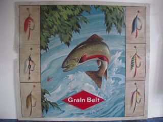Vintage 1960s Grain Belt Beer Fishing Sign Fly Ties 3 - D Vacuform Advertising