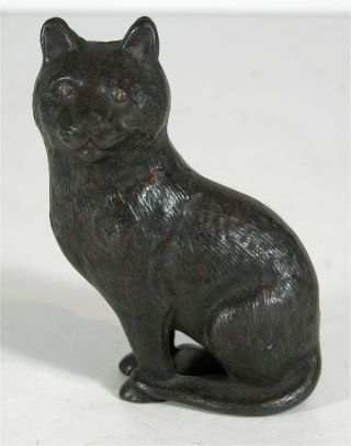 1910s Soft Hair Seated Black Cat Cast Iron Bank Figural Still Bank By Arcade