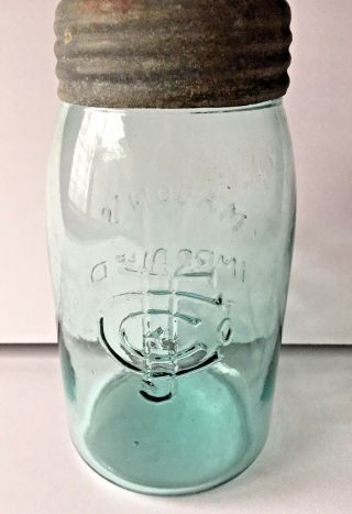 Aqua Blue Quart Canning Jar Mason 