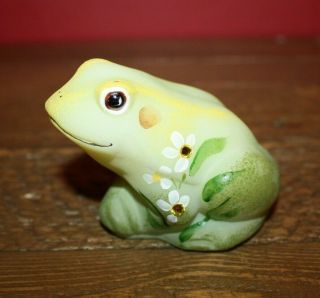 Fenton Glass Opal Sanded With Swarovski Crystals Frog,  Limited Edition