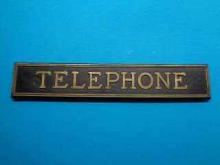 Vintage Brass Telephone Sign Phone Booth Plaque