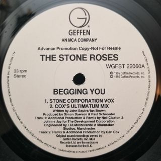 Stone Roses – Begging You Lp Nm 12” Rare 1995 Promo Overworld Lakota Mixes