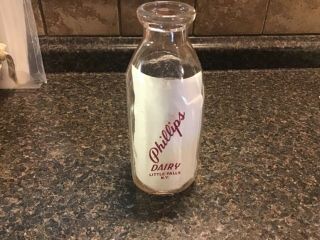 Phillips Dairy Little Falls N.  Y.  Quart Milk Bottle