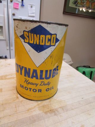 Vintage 1956 5 Quart Sunoco Dynalube Motor Oil Can