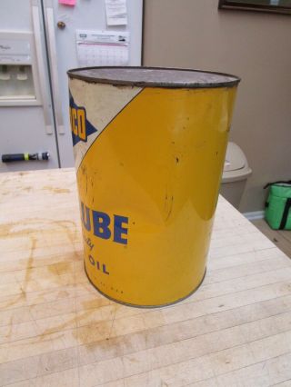 Vintage 1956 5 quart Sunoco Dynalube Motor Oil Can 5