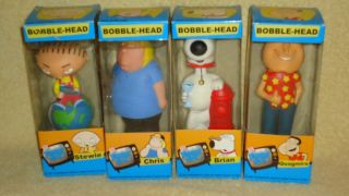 Family Guy Set Of 4 Bobble Heads Chris,  Brian,  Stewie And Quagmire All Mib