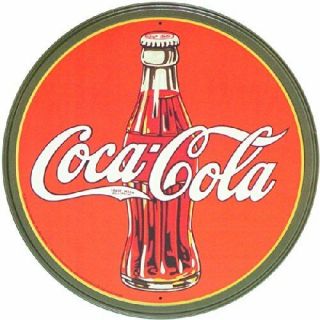 Coca Cola Coke Bottle Round Advertising Vintage Retro Style Metal Tin Sign