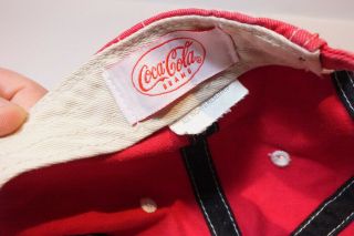Vintage TAB Trucker Hat Soda Pop Coca Cola Brand Red White Cloth Buckle Back 5