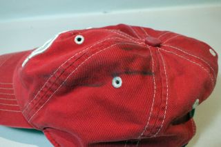 Vintage TAB Trucker Hat Soda Pop Coca Cola Brand Red White Cloth Buckle Back 6