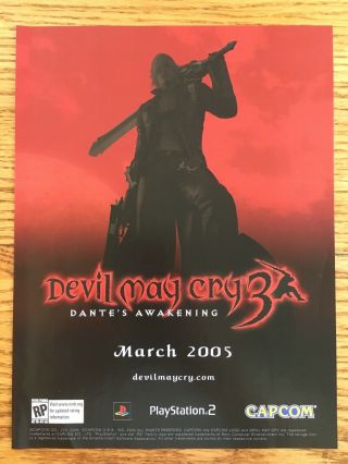 Devil May Cry 3 Ps2 Playstation 2 2005 Vintage Game Poster Ad Print Art Dante