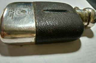 Hockey Portland Rosebuds 1914 - 15 PCHA Art Troop leather/metal/glass hip flask 3
