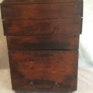 Antique Fred C.  White Twoplex Advertising Water Bottle Wood Crate Holder 1905
