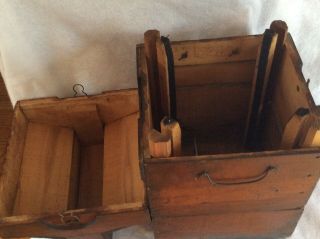 ANTIQUE FRED C.  WHITE TWOPLEX ADVERTISING WATER BOTTLE WOOD CRATE HOLDER 1905 8