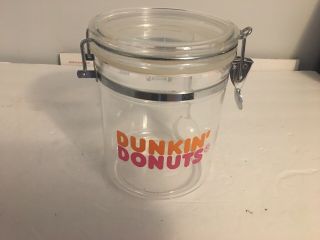 Dunkin Donuts Plastic Coffee Jar Canister Container With Plastic Spoon