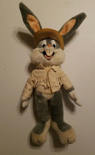 Vintage Bugs Bunny Plush Toy 15 " 24k Warner Bros Cowboy Outfit 1992