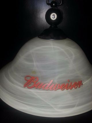 Authentic Budweiser pendant light fixture featuring 8 ball trim with glass globe 2
