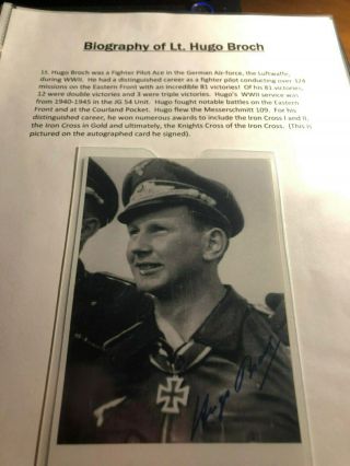 Lt.  Hugo Broch,  German Pilot Ace,  Signed Photo / Third Reich Stamps,  ECV=$100 3