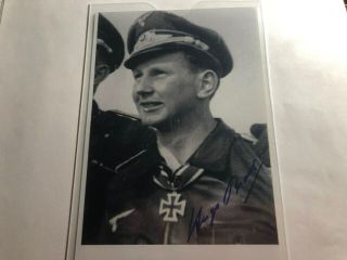 Lt.  Hugo Broch,  German Pilot Ace,  Signed Photo / Third Reich Stamps,  ECV=$100 4