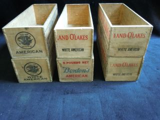6 Vintage 1940s 5 LB American Cheese Boxes LAND O’LAKES.  BAUMERT,  BORDEN 6