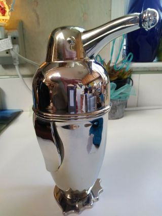 Restoration Hardware Art Deco S/s Chrome Plated Penguin Cocktail Shaker.