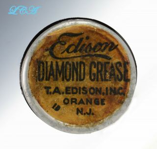Tiny Rare Antique Edison Diamond Grease Jar - Orange N.  J.  Very Early Edison