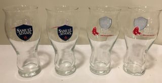 Set Of 4 Samuel Adams Boston Red Sox Fill Your Glass 16 Ounce Glasses