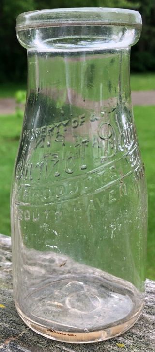 Sunset Dairy South Haven Michigan 1/2 Pint Embossed Milk Bottle