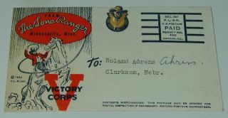 Lone Ranger Victory Corps Enameled Tab With Letter & Id Card,  Orig Mailer 1942