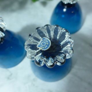 Set of 4 Vintage Mid - Century Sweden made Blue Glass Barware Shot Glasses 2.  25 