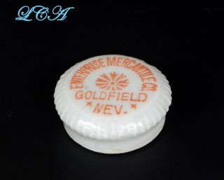 Antique Goldfield Nevada Porcelain Saloon Bottle Stopper Enterprise Merc Co