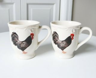 Set Of 2 Cracker Barrel French Rooster Cup Mug Farmhouse Country S.  Winget