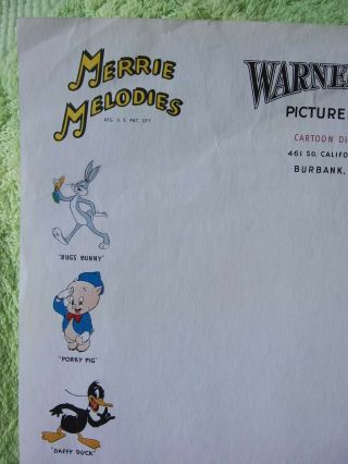 WARNER BROS PICTURES MERRIE MELODIES LOONEY TUNES STATIONERY 1944 3