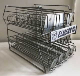 Vintage Metal Elmer’s Glue Borden Chemical Co Advertising Store Display Rack 4