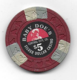 Obsolete $5 Casino Chip From Baby Doe 