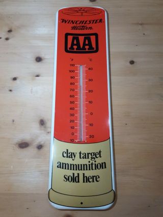 Vintage Winchester Western Aa Thermometer,  Ammo Shell Advertising Sign