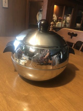 Vintage Penguin West Bend Company Hot and Cold Stainless Steel Server Cookware 3