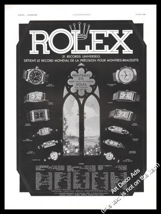 1938 Rolex Chronograph Wristwatch Watch Vintage Print Ad - Z1