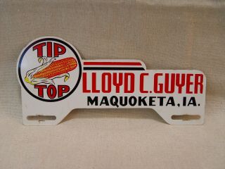 Tip Top Hybrids Corn Lloyd C.  Guyer Iowa Dealer Advertising License Plate Topper