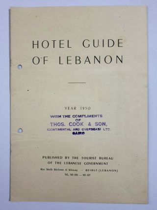Hotel Guide Of Lebanon 1950 Thos.  Cook