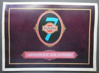 Nash Advanced Six Series Sales Advertisement Pamphlet