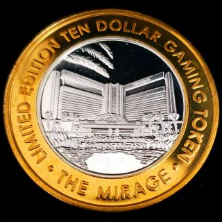 1999 G Mirage Hotel Casino.  999 Fine Silver Strike $10 Logo Gaming Token 7mc9915