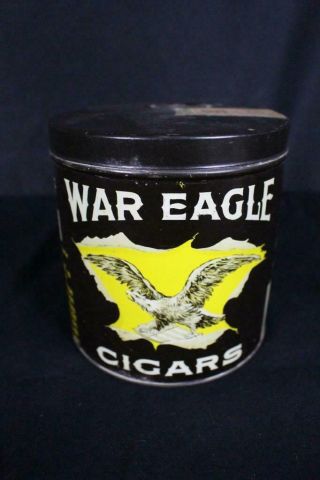 War Eagle Cigars Tin Litho Tobacco Can Humidor Virginia
