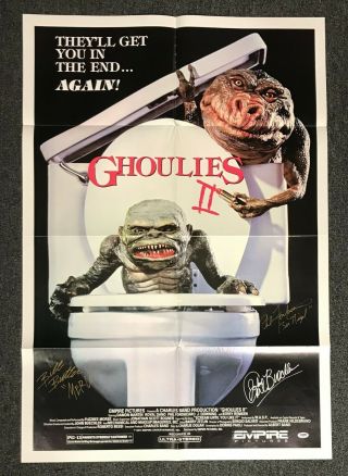 Ghoulies Ii Cast 3x Signed 27x41 Movie Poster Autographed Auto Psa/dna Loa