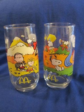 Set Of 2 Camp Snoopy Beverage Glasses,  1965/71