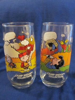 Set Of 2 Camp Snoopy Beverage Glasses,  1965/71 2