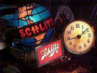 1976 Schlitz Beer Illuminated World Globe Advertising Display W Clock