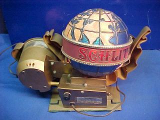 1976 SCHLITZ BEER Illuminated WORLD GLOBE Advertising DISPLAY w Clock 3