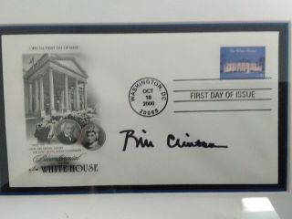 Framed First Day Cover White House Bicentennial Signed By President Bill Clinton