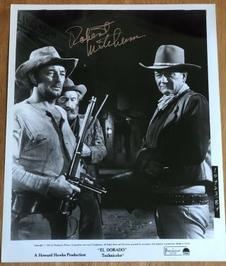 Actor Robert Mitchum Autograph Photo with John Wayne for the movie El Dorado 4