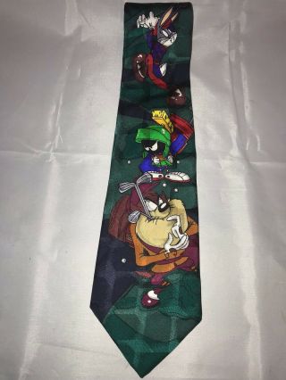 Looney Tunes Bugs Bunny Taz Marvin Martian 1996 Golf 100 Silk Classic Neck Tie